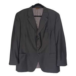 CARAVELLI Superior 150s Black Stripe Pint Button Front Suit Blazer Jacket 44R